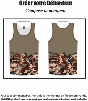 Débardeur  KAKI-CAM CEE CLAIR 100% PERSONNALISÉ
