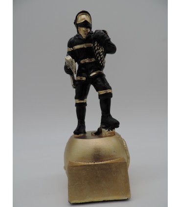 Statuette pompier résine tenue noir