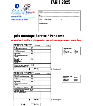 Montage médailles et barettes (sur devis)
